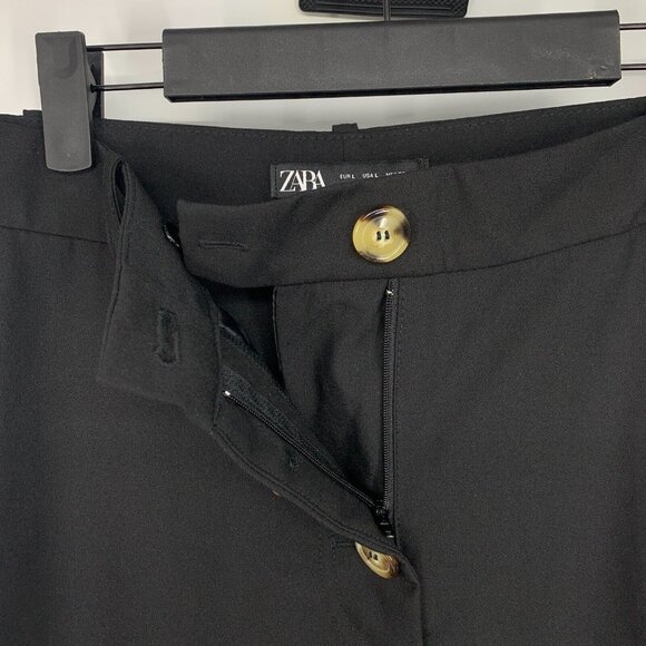 Zara Pants Black High Rise Buttoned Trousers Slim Straight NWT - Picture 5 of 10